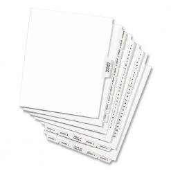 Avery 01340 11 In. X 8.5 In. 25 Tab Numbers 251 - 275 Legal Exhibit Side Tab Index Divider Set - White (1-Set) -Avery Online Shop aven01340 b