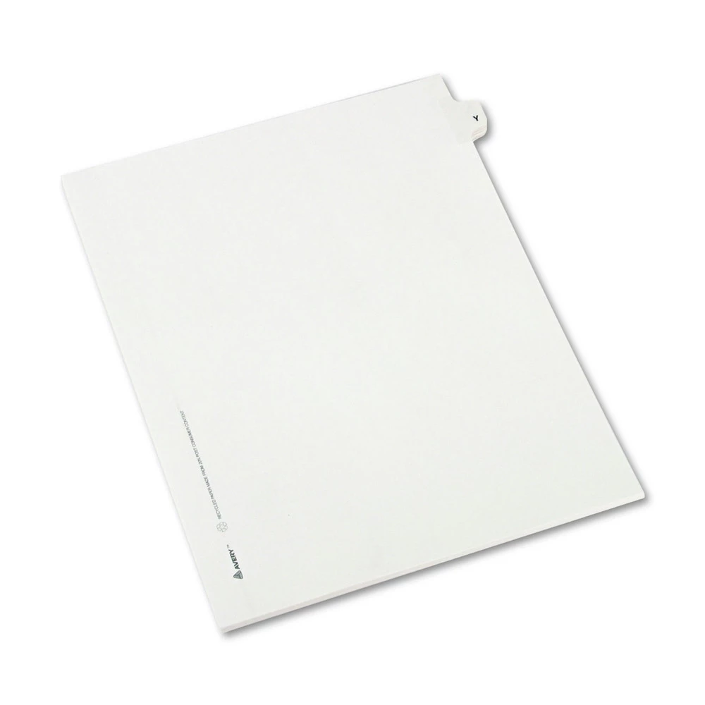 Avery 01425 11 In. X 8.5 In. Legal Exhibit Letter Y Side Tab Index Dividers - White (25-Piece/Pack) 2 Avery 01425 11 In. X 8.5 In. Legal Exhibit Letter Y Side Tab Index Dividers - White (25-Piece/Pack) - Image 2