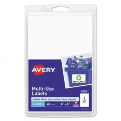 Avery 05454 4 In. X 6 In. Removable Multi-Use Labels For Inkjet/Laser Printers - White (40-Piece/Pack)
