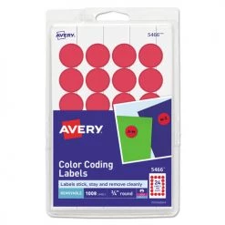 Avery 05466 Printable Self-Adhesive Removable 0.75 In. Color-Coding Labels - Red (42-Sheet/Pack 24-Piece/Sheet)
