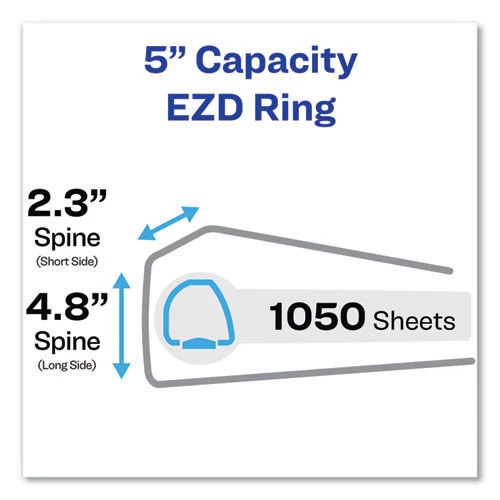 Avery 08901 11 In. X 8.5 In. DuraHinge 3 Ring 5 In. Capacity Durable Non-View Binder With EZD Rings And Label Holder - Black 2 Avery 08901 11 In. X 8.5 In. DuraHinge 3 Ring 5 In. Capacity Durable Non-View Binder With EZD Rings And Label Holder - Black - Image 2