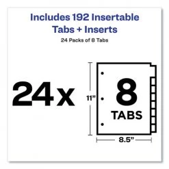 Avery 11115 Big Tab 8-Tab Insertable Tab Dividers (24/Box) -Avery Online Shop aven11115 b