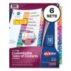 Avery 11196 12-Tab Customizable Ready Index Dividers - Letter Size, Multicolor (6 Sets)