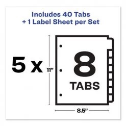 Avery 11419 Index Maker 8-Color Tab Letter-Size Print And Apply Label Dividers - Clear (5-Set/Pack) -Avery Online Shop aven11419 f