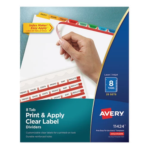 Avery 11424 8 Color Tabs Print And Apply Index Maker Label Dividers - Clear (25 Sets/Box) 1 Avery 11424 8 Color Tabs Print And Apply Index Maker Label Dividers - Clear (25 Sets/Box)