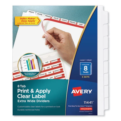 Avery 11441 8 Tabs Letter Print And Apply Index Maker Label Dividers - White (5 Sets/Pack) 1 Avery 11441 8 Tabs Letter Print And Apply Index Maker Label Dividers - White (5 Sets/Pack)