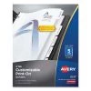 Avery 11517 Print-On 5-Tab 3-Hole Punched Dividers - White (5-Piece/Sheet, 25 Sheets/Pack)