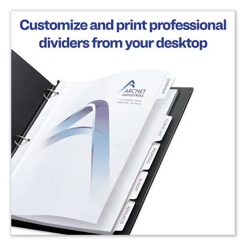 Avery 11517 Print-On 5-Tab 3-Hole Punched Dividers - White (5-Piece/Sheet, 25 Sheets/Pack) 4 Avery 11517 Print-On 5-Tab 3-Hole Punched Dividers - White (5-Piece/Sheet, 25 Sheets/Pack) - Image 4
