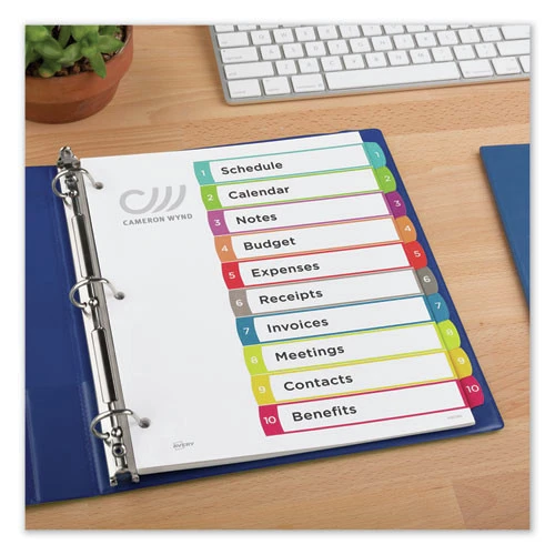 Avery 11842 1 - 10 Tab Customizable TOC Ready Index Divider Set - Multicolor (1 Set) 4 Avery 11842 1 - 10 Tab Customizable TOC Ready Index Divider Set - Multicolor (1 Set) - Image 4