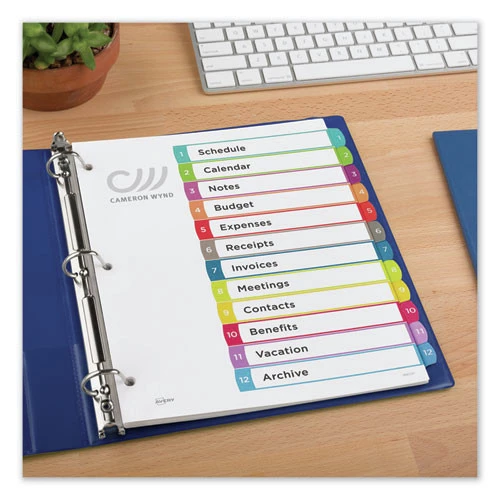 Avery 11843 1 - 12 Tab Customizable TOC Ready Index Divider Set - Multicolor (1 Set) 4 Avery 11843 1 - 12 Tab Customizable TOC Ready Index Divider Set - Multicolor (1 Set) - Image 4