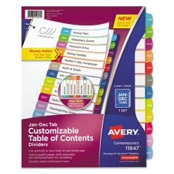 Avery 11847 Ready Index 12-Tab Table Of Contents Arched Tab Dividers Set - Multicolor (1-Set)