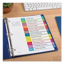 Avery 11847 Ready Index 12-Tab Table Of Contents Arched Tab Dividers Set - Multicolor (1-Set) -Avery Online Shop aven11847 c