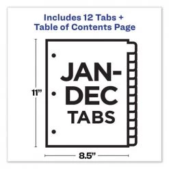 Avery 11847 Ready Index 12-Tab Table Of Contents Arched Tab Dividers Set - Multicolor (1-Set) -Avery Online Shop aven11847 f