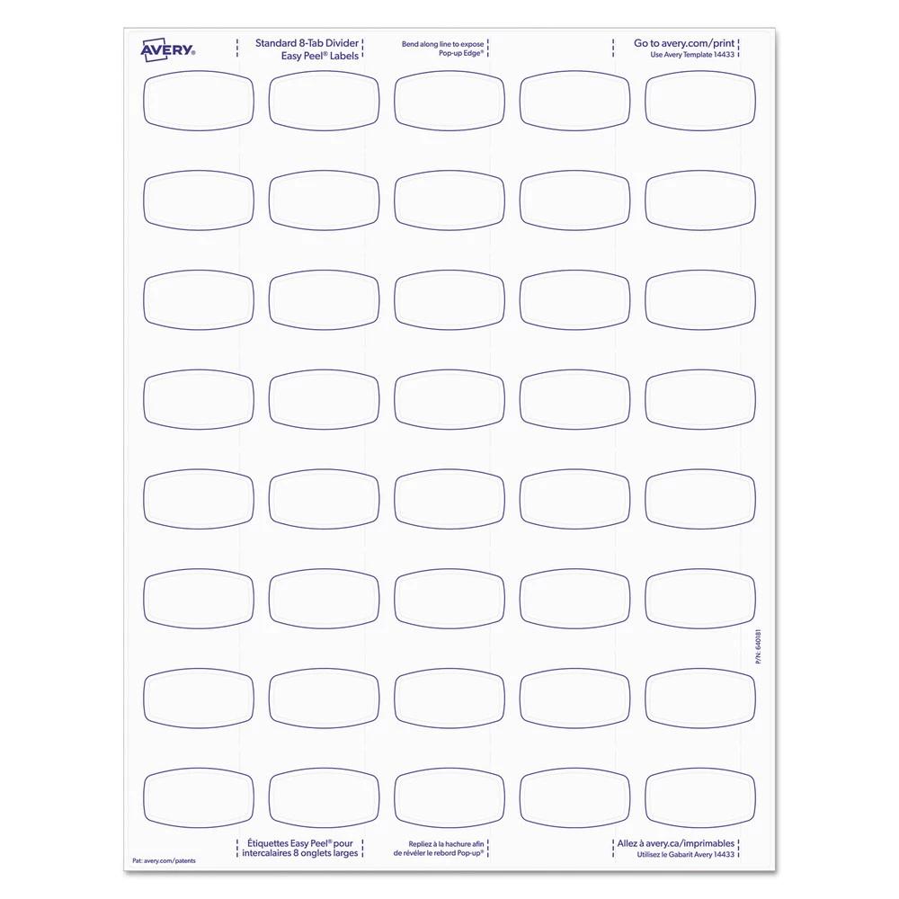 Avery 14435 Big Tab 8 Tab 8-1/2 In. X 11 In. Easy Peel Printable Label Dividers - White (20-Piece/Pack) 4 Avery 14435 Big Tab 8 Tab 8-1/2 In. X 11 In. Easy Peel Printable Label Dividers - White (20-Piece/Pack) - Image 4