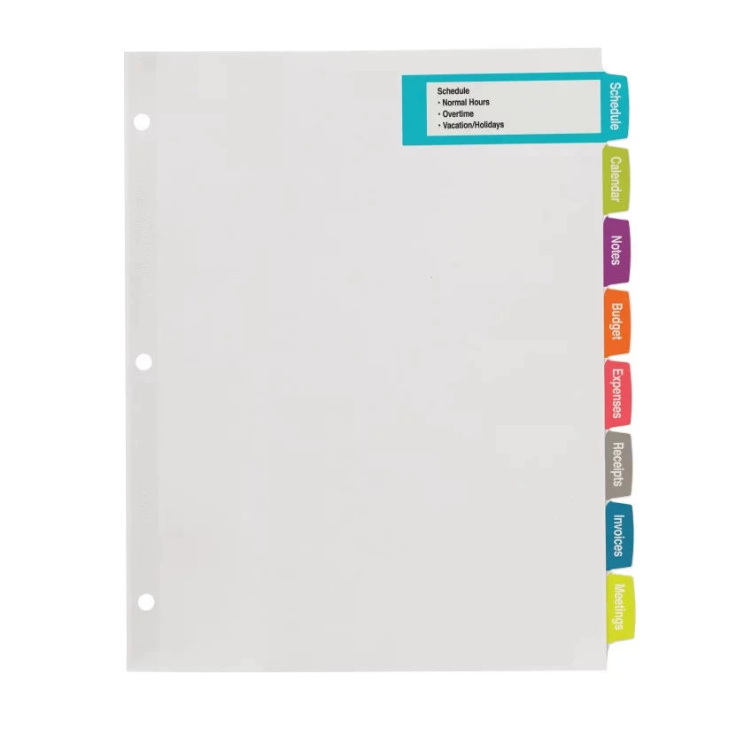 Avery 14441 8-Tab Big Tab Printable Easy Peel Large Label Dividers (20/Pack) 6 Avery 14441 8-Tab Big Tab Printable Easy Peel Large Label Dividers (20/Pack) - Image 6