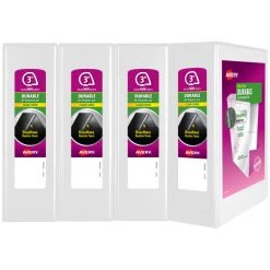Avery Online Shop 41 Avery 17030 11 In. X 8.5 In. Durable View Binder With DuraHinge And 3 Slant Rings - White (4/Pack)