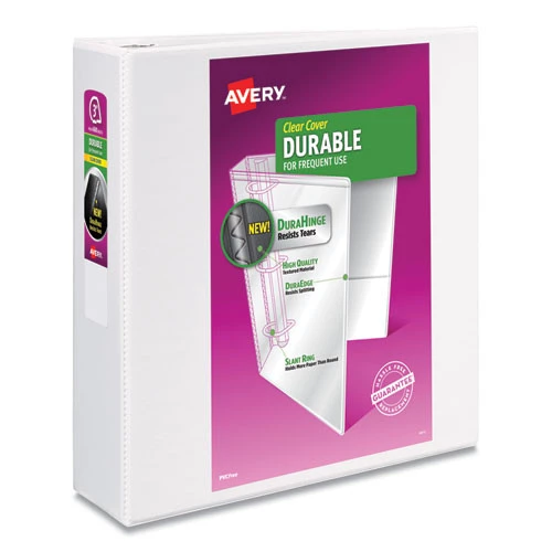 Avery 17030 11 In. X 8.5 In. Durable View Binder With DuraHinge And 3 Slant Rings - White (4/Pack) 3 Avery 17030 11 In. X 8.5 In. Durable View Binder With DuraHinge And 3 Slant Rings - White (4/Pack) - Image 3
