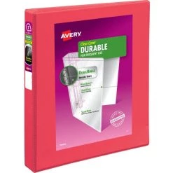 Avery 17293 1 In. Capacity 11 In. X 8.5 In. 3 Ring Durable View Binder With DuraHinge And Slant Rings - Coral