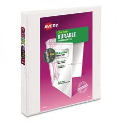 Avery 17575 Durable View Binder With Durahinge And Slant Rings, 3 Rings, 1-in Capacity, 11 X 8.5, White, 4/pack
