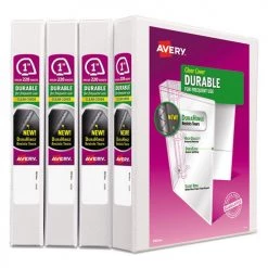Avery 17575 Durable View Binder With Durahinge And Slant Rings, 3 Rings, 1-in Capacity, 11 X 8.5, White, 4/pack -Avery Online Shop aven17575 c