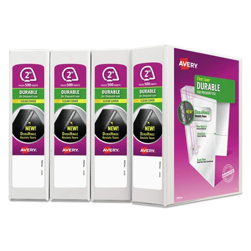 Avery 17577 11 In. X 8.5 In. DuraHinge 3 Slant Ring 2 In. Capacity Durable View Binders - White (4-Piece/Pack) 3 Avery 17577 11 In. X 8.5 In. DuraHinge 3 Slant Ring 2 In. Capacity Durable View Binders - White (4-Piece/Pack) - Image 3