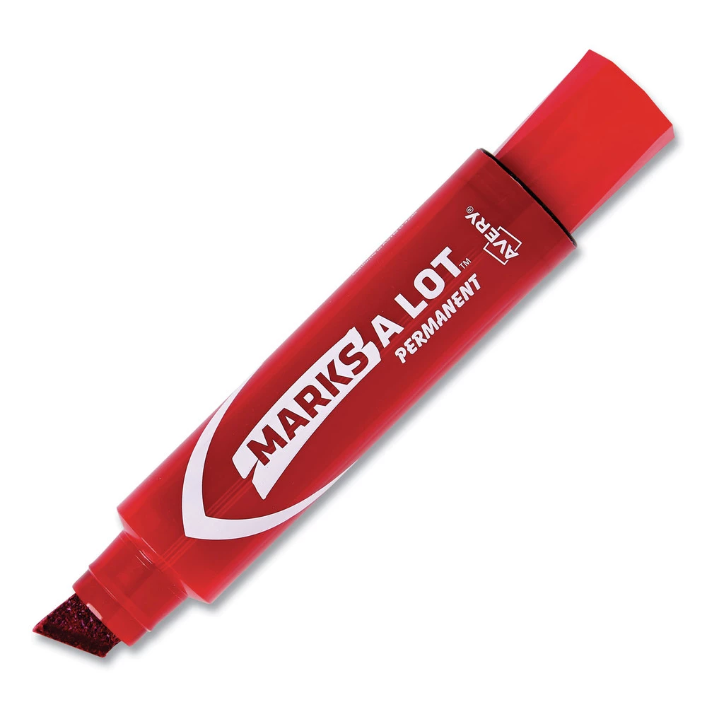 Avery 24147 Marks-A-Lot Chisel Tip Desk Style Permanent Marker - Extra Large, Red (1-Dozen) 1 Avery 24147 Marks-A-Lot Chisel Tip Desk Style Permanent Marker - Extra Large, Red (1-Dozen)