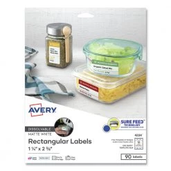 Avery 04224 Sure Feed 1-1/4 In. X 2-3/8 In. Dissolvable Labels - White (90/Pack)