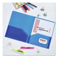 Avery 47811 Two-Pocket 20 Sheet Capacity Plastic Folder - Translucent Blue -Avery Online Shop aven47811 e