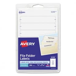 Avery Online Shop 10 Avery 05230 Sure Feed 0.66 In. X 3.44 In. Removable File Folder Labels - White (36 Sheets/Pack, 7/Sheet)