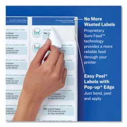 Avery 05267 Easy Peel Laser Printer 0.5 In. X 1.75 In. Address Labels With Sure Feed Technology - White (25-Sheet/Pack 80-Piece/Sheet) -Avery Online Shop aven5267 h