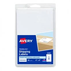 Avery 05292 Inkjet/Laser Printer 4 In. X 6 In. Shipping Labels With TrueBlock Technology - White (20-Piece/Pack)