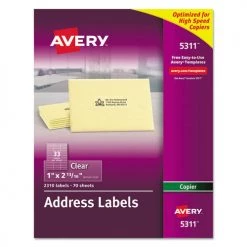 Avery 05311 1 In. X 2.81 In. Copier Mailing Labels - Clear (33-Piece/Sheet 70 Sheets/Pack)