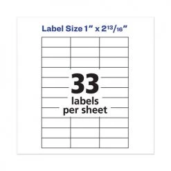 Avery 05332 1 In. X 2.81 In. Copier Mailing Labels - White (33-Piece/Sheet 250 Sheets/Box) -Avery Online Shop aven5332 b