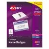 Avery 05384 4 In. X 3 In. Top Load Clip-Style Name Badge Holder With Laser/Inkjet Insert - White (40-Piece/Box)