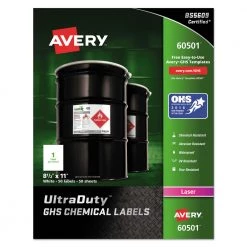 Avery 60501 UltraDuty 8.5 In. X 11 In. Chemical/Waterproof/UV Resistant Labels - White (50/Box)