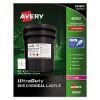 Avery 60502 UltraDuty GHS Chemical 4.75 In. X 7.75 In. Waterproof And UV Resistant Labels - White (50-Sheet/Box 2-Piece/Sheet)