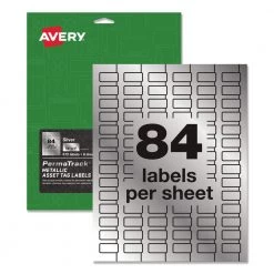 Avery 60519 PermaTrack 0.5 In. X 1 In. Laser Printers Metallic Asset Tag Labels - Silver (84/Sheet 8 Sheet/Pack)