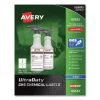 Avery 60523 Ultraduty Ghs Chemical Waterproof And Uv Resistant Labels, 3.5 X 5, White, 4/sheet, 50 Sheets/pack