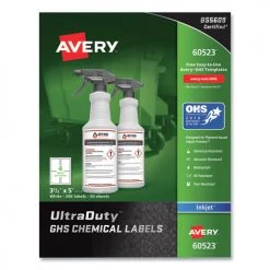 Avery Online Shop 37 Avery 60523 Ultraduty Ghs Chemical Waterproof And Uv Resistant Labels, 3.5 X 5, White, 4/sheet, 50 Sheets/pack