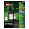 Avery 60526 UltraDuty 2 In. X 2 In. Inkjet Printers GHS Chemical Labels - White (12/Sheet 50 Sheets/Pack)