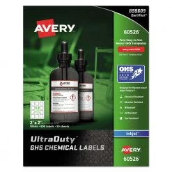Avery Online Shop 49 Avery 60526 UltraDuty 2 In. X 2 In. Inkjet Printers GHS Chemical Labels - White (12/Sheet 50 Sheets/Pack)