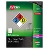 Avery 61513 Surface Safe Inkjet/Laser Printer 8 In. X 8 In. Removable Label Safety Signs - White (15-Piece/Pack)