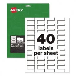 Avery 61525 PermaTrack 0.75 In. X 1.5 In. Durable Asset Tag Labels - White (8 Sheets/Pack, 40/Sheet)