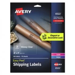 Avery 06522 Easy Peel 2 In. X 4 In. Mailing Labels With Sure Feed Technology - Clear (10 Sheets/Pack, 10/Sheet)