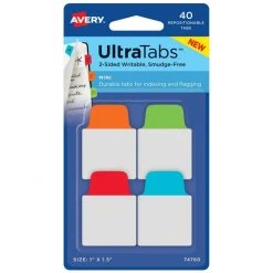 Avery 74760 1 In. Wide 1/5 Cut Ultra Tabs Repositionable Mini Tabs - Assorted Primary Colors (40/Pack)