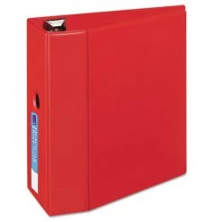 Avery 79586 Heavy-Duty 5 In. Capacity 11 In. X 8.5 In. Non-View Binder With DuraHinge, 3 One Touch Locking EZD Rings And Thumb Notch - Red
