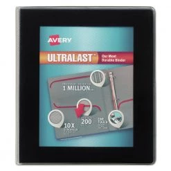Avery 79710 Ultralast Heavy-Duty 1 In. Capacity 11 In. X 8.5 In. 3 Ring View Binder With One Touch Slant Rings - Black