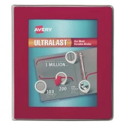 Avery 79736 Ultralast Heavy-Duty 1 In. Capacity 11 In. X 8.5 In. 3 Ring View Binder With One Touch Slant Rings - Red