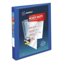Avery 79772 Heavy-Duty 1 In. Capacity 11 In. X 8.5 In. 3 Ring View Binder With DuraHinge And One Touch EZD Rings - Pacific Blue
