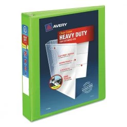 Avery 79773 Heavy-Duty 1.5 In. Capacity 11 In. X 8.5 In. 3 Ring View Binder With DuraHinge And One Touch EZD Rings - Chartreuse